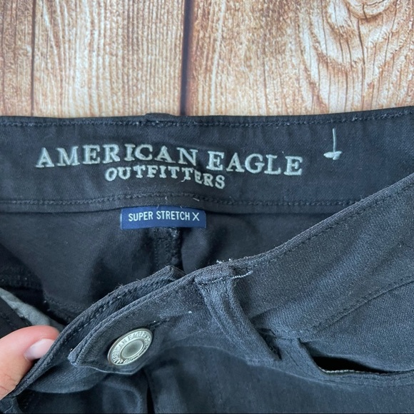 American Eagle Super Stretch X Black Distressed Jeggings size 2 regular - Picture 3 of 14